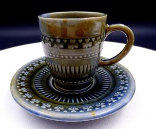 Wade Armagh Irish Porcelain Embossed Cloverleaf 2 7/8 " Demitasse Cup And Saucer