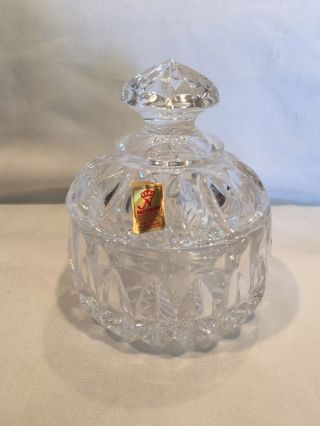 Small Vintage Nachtmann 24 Lead Crystal Round Shaped W/dome Lid Trinket Box