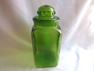Depression L.  E.  Smith Apple Green Apothecary Canister Jar - 11.  5 "