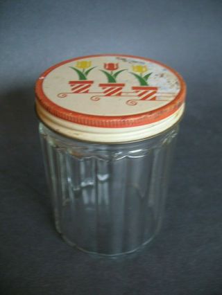 Vintage Fire King Anchor Hocking Grease Jar With Tulip Lid Clear Ribbed