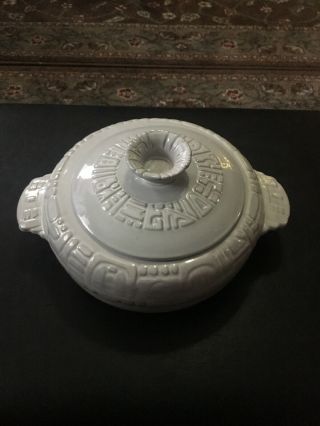Frankoma Pottery,  White Sand Mayan Aztec Bean Pot,  7v,  Vintage