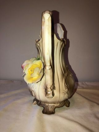 Collectible Vintage Antique Estate ITALIAN CAPODIMONTE Small - Med Footed Pitcher 5