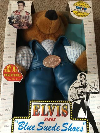 Boxed Elvis Presley Teddy Bear " Blue Suede Shoes ".  Not