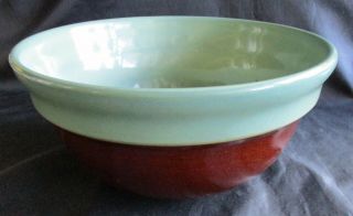 1940’s Red Wing 10” Pottery Mixing Bowl “provincial Oomph” Green & Brown