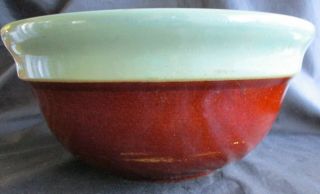 1940’S RED WING 10” POTTERY MIXING BOWL “PROVINCIAL OOMPH” GREEN & BROWN 4