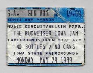 1989 Iowa Jam Ticket Stub • Poison • Tesla • Winger • Bullet Boys