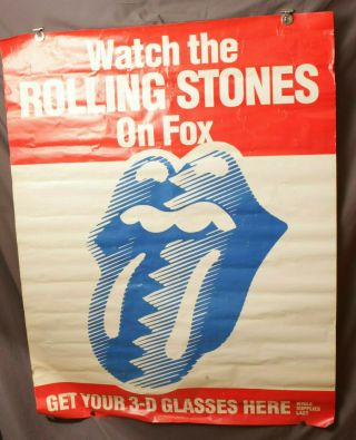 Orig Rolling Stones Live On Fox 3d Promo Poster Hard Rock Mick Jagger Concert