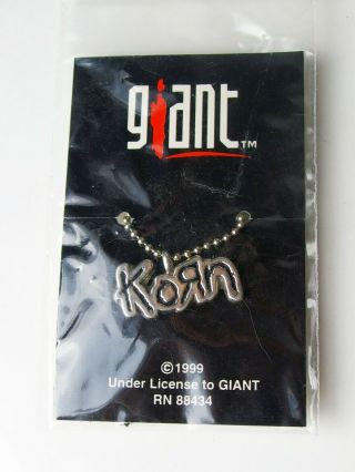 Korn Die Cut Logo Pendant On Ball Chain Circa 1999 On Hang Card Oop Rare