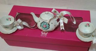 Royal Albert Polka/Blue/Pink Rose Ornament Set Teapot & 2 Teacups Other 3