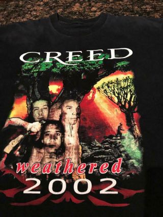 Vintage 2002 Creed " Weathered " Concert Tour T - Shirt