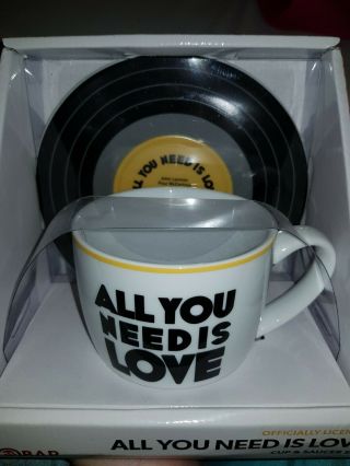 Beatles All You Need Is Love,  Lyric Cup And Saucer Set Officially Licensed.