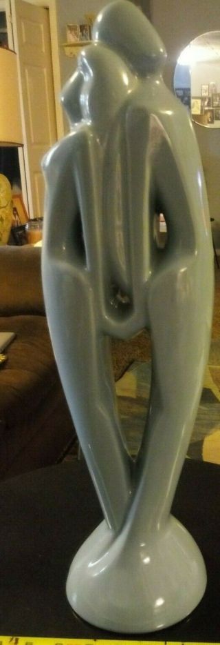 Vtg Mcm Mid Century Ceramic Pottery Blue Royal Haeger Man Woman Statue Sculpture