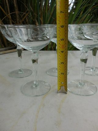 5 Crystal Glass Etched Laurel Vine Wreath Tall Optic Champagne Glasses Bryce ? 5