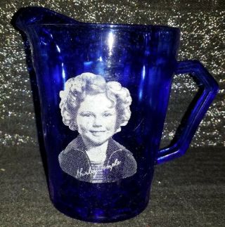 Vintage Shirley Temple Blue Hazel Atlas Glass Creamer / Mini Pitcher