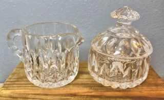 Clear Glass Cream And Sugar With Lid 4 " Petal