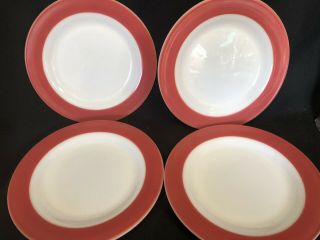 Set Of 4 Vintage Pyrex Milk Glass Flamingo Pink Dinner Plates