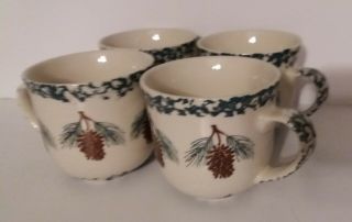 4 Tienshan Pine Cone Christmas Large Coffee Cocoa Mugs Cups Soup Chili Bowls