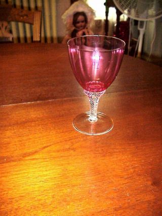 George Borgfeldt Lisa Cranberry Water Goblets Clear Applied Stem