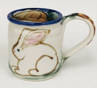 Clouds Folsom Rabbit Bunny Carrot Hand Thrown Artist Signed Pottery Coffee Mug
