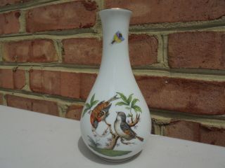 Herend Hungary Porcelain Rothschild Bird Bud Vase 6 1/4 "