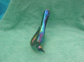 FENTON BIRD Black Purple Iridescent Carnival Glass Paperweight 6 3/4 Inch 3