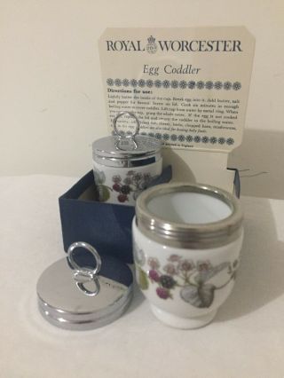 Royal Worcester Set Of 2 Lavinia Blackberries Egg Coddlers Lids