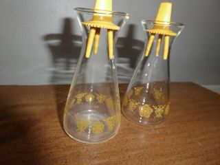 VINTAGE CORELLE GOLD BUTTERFLY SALT & PEPPER SHAKERS GLASS 3