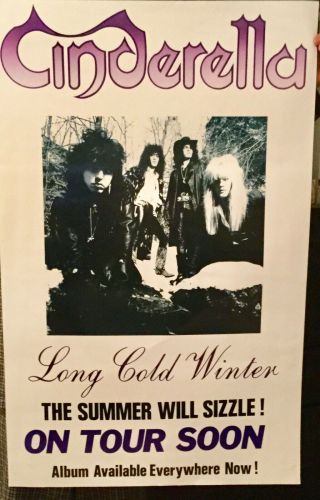 1988 Cinderella (long Cold Winter) Tour Advertising Poster 37 3/4” X 24”