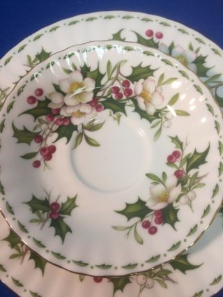 Royal Albert Flower of the Month December Bone China Tea Cup Saucer & Cake Plate 7