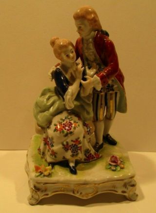 Vintage Capodimonte Figurine - Man And Woman With Flowers - Marked -