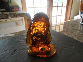 Vintage Mid Century Amber Art Glass Hound Dog By Viking Glass With Tag Id:32429