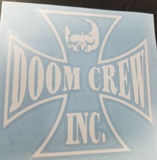 Black Label Society Doom Crew Inc.  White Peel & Rub On Large 13 Inch Decal