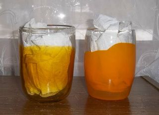 2 Hand Blown Drinking Glasses Unique One Of A Kind Gold / Orange Art Glass