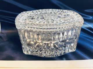 Vintage Abp American Brilliant Cut Glass Crystal Keepsake Vanity Dresser Box