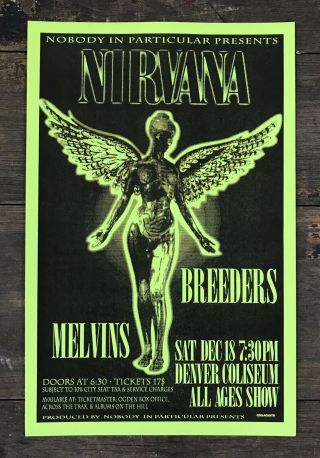 Nirvana 12/18/1993 Denver Coliseum 11”x17” Concert Poster