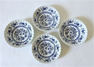 Set Of 4 - Vintage J & G Meakin England Blue Nordic 6 1/2 " Coupe Cereal Bowls