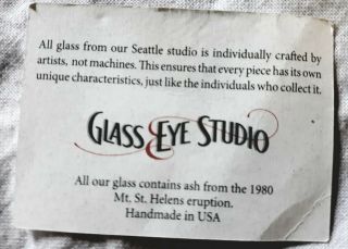 Art paperweight Glass Eye Studio multicolor bird Mt.  St.  Helens ash USA 4