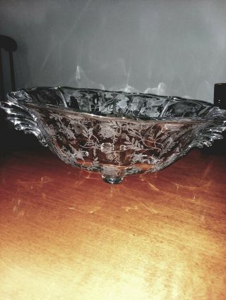 Vintage Fostoria Navarre Pattern Baroque Etched Glass Bowl 12 - 1/2 "
