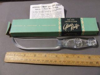 Vintage Glass Knife Clear Crystolite 924 W/ Box Paperwork