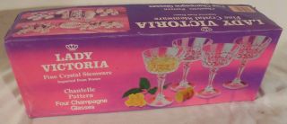 Set of 6 Vintage Lady Victoria Crystal Champagne Glasses Chantelle 7 1/2 OZ 3