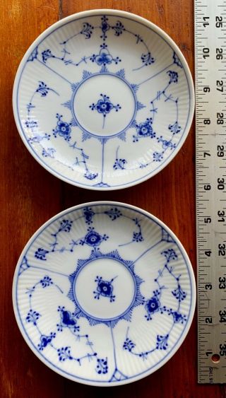 Two Vintage Royal Copenhagen Small Blue - Fluted Half - Lace Saucers