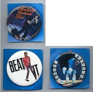 Michael Jackson 3 Large 2 Inch Pinback Buttons Pins Badges 1980 