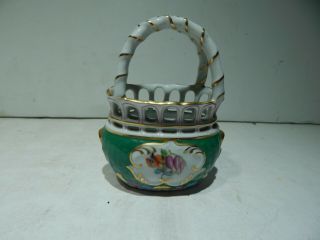 Herend Hungary Rare Reticulated Double Handled Hand Painted Floral Basket