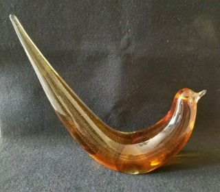 Vintage Pilgrim Hand Blown Art Glass Amber Honey Brown Bird Figurine