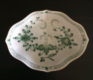 Meissen Porcelain Small Dish Hand Painted With Green Flowers 2nd Q Exc