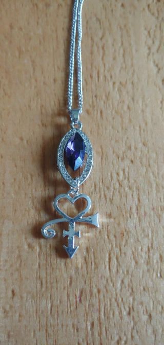 Prince Rogers Nelson Purple Rain Crystal.  925 Removable Extender Chain
