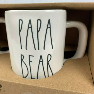 Rae Dunn MAMA BEAR and PAPA BEAR Mugs Ceramic Coffee Mug Cup Gift Set 3