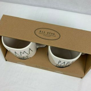 Rae Dunn MAMA BEAR and PAPA BEAR Mugs Ceramic Coffee Mug Cup Gift Set 5