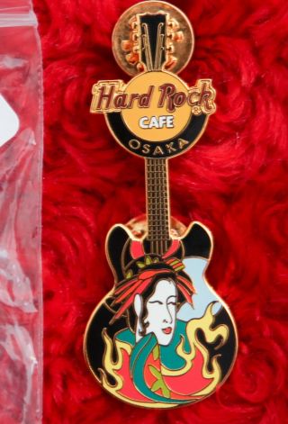 Hard Rock Cafe Pin Osaka Geisha Girl Face Make Up Guitar Hat Lapel Logo Japan