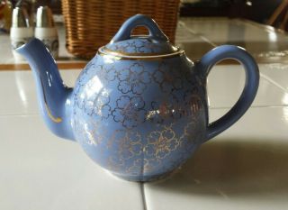Hall China French Flower Sky Blue 2 Cup Tea Pot Usa